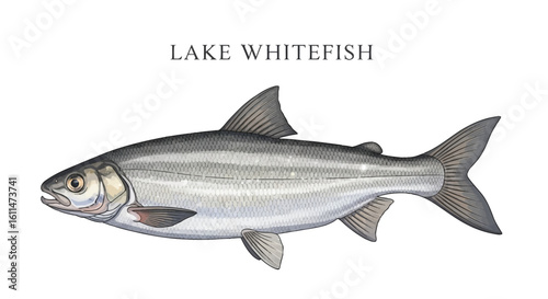Lake Whitefish Isolated with Fish Illustration.