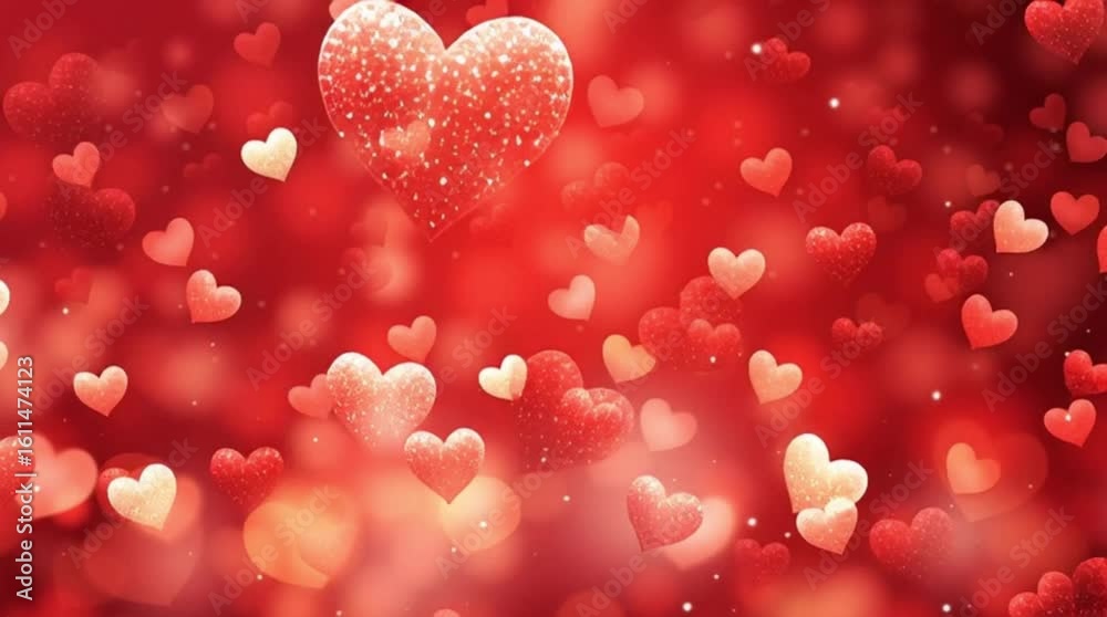 Seamless loop video background bokeh for wedding presentation , red, pink , clip featuring romantic golden and blue bokeh lights floating on a dark background. Perfect for Wedding Video Love