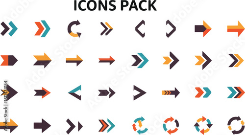 Diverse collection of modern arrow icons for design projects