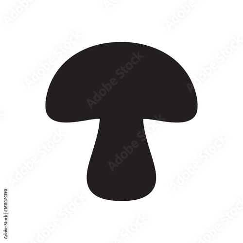 Black silhouette of a mushroom on white background