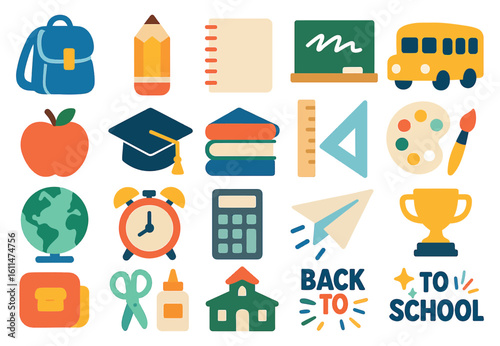 Back to School Icons Collection Education Supplies and Tools