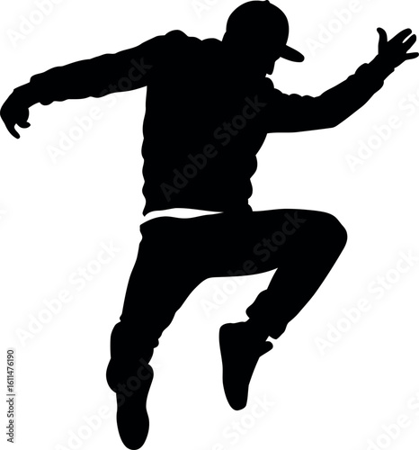 Dynamic dancer silhouette hip hop move