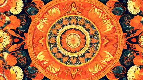 Intricate circular patterns in warm hues abstract background design