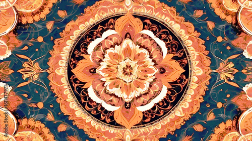 Intricate circular patterns in warm hues abstract background design