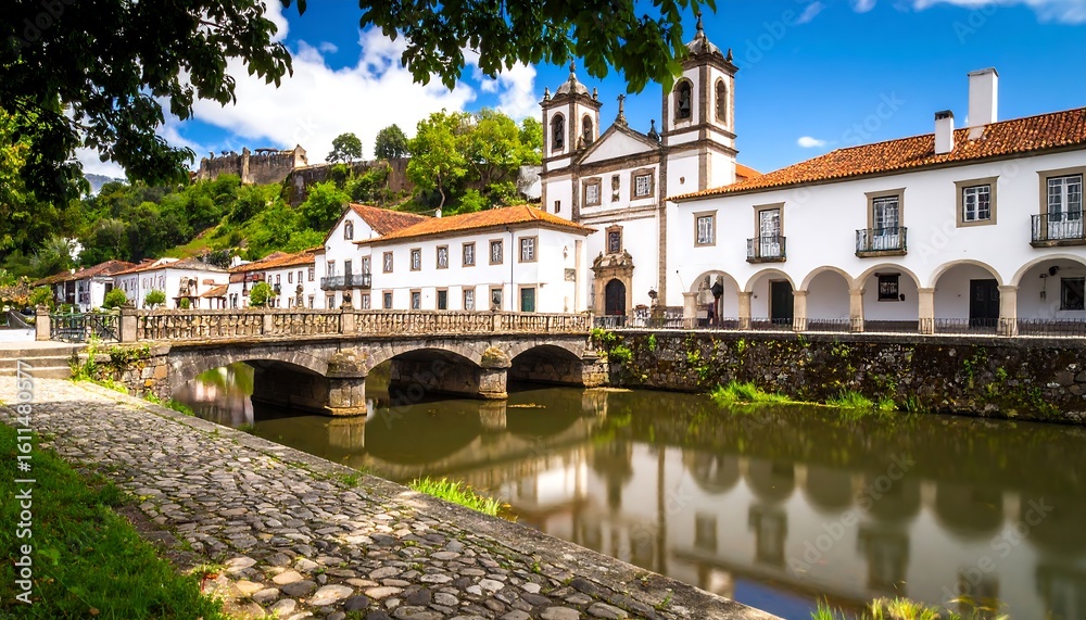 Fototapeta premium Quaint European town by river