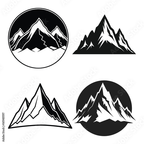 Mountain peaks black white graphic design summit rock