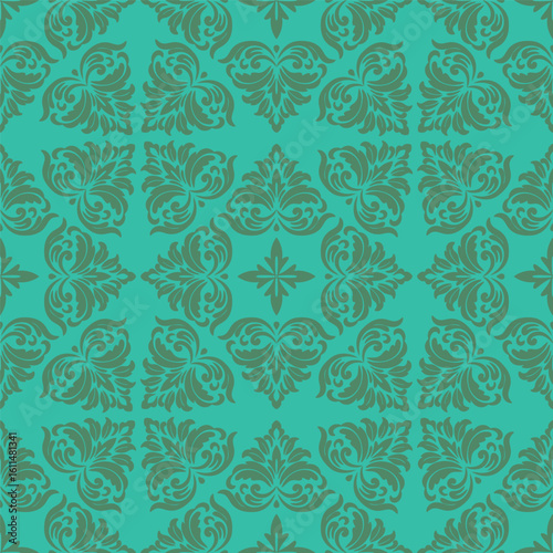 Green leaves Thai pattern style texture for background, seamless pattern.
