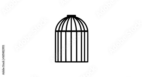 Birdcage minimalist black and white icon