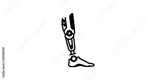 Robot leg black and white icon
