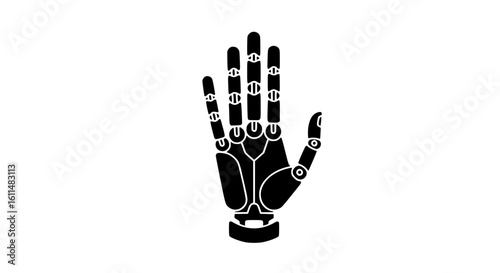 Robot arm minimalist black and white icon