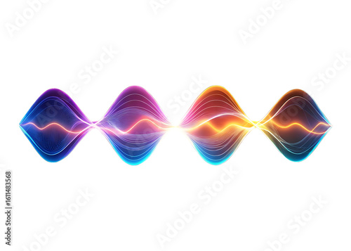 Abstract colorful sound waves with glowing particles and light effects