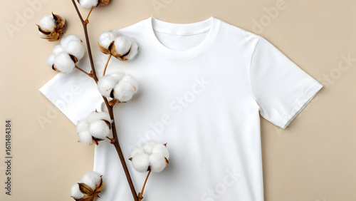 Cotton t-shirt shaped like blooming cotton flower
