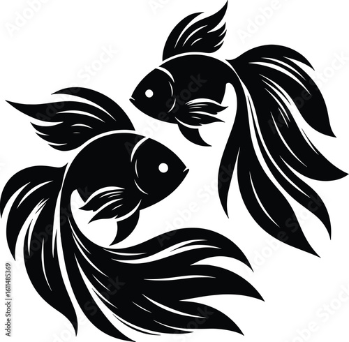 Goldfish silhouette vector illustration isolated on a white background