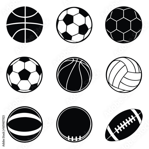 Black and white sports balls basketball soccer ball