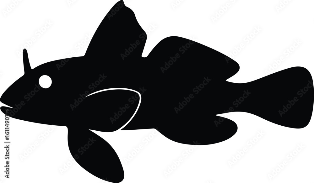 Silhouette blenny fish underwater sea creature vector illustrator Silhouette blenny fish underwater sea creature vector illustrator