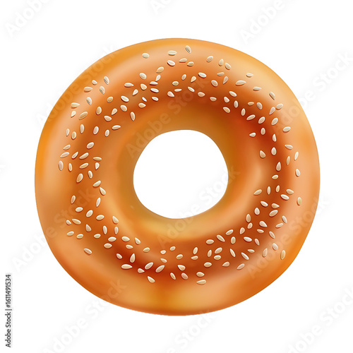 Golden Bagel with Sesame Seeds