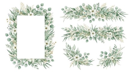 Eucalyptus greenery floral arrangements with white flowers image