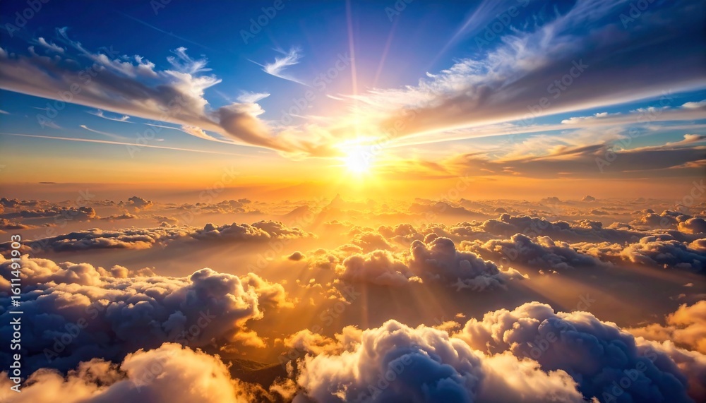 Fototapeta premium Golden Hour Above the Clouds: A Heavenly Sunset