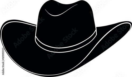 cowboy hat black silhouette art, cowboy hat isolated 