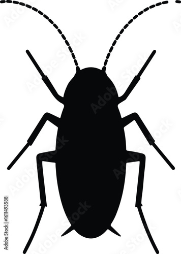 Silhouette cockroach insect pest black and white vector illustrator