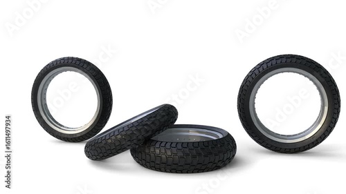 motorcycle tires on white background