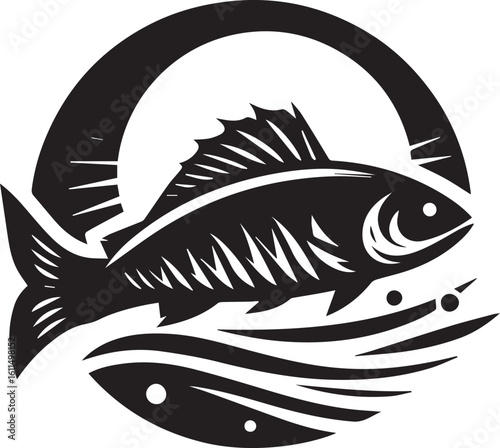 Silhouette Vector of Fish – Black Logo Art for Aquatic and Marine Brands