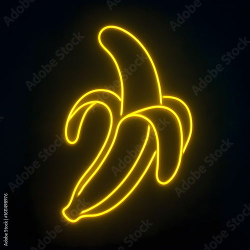 Banana in Neon Style