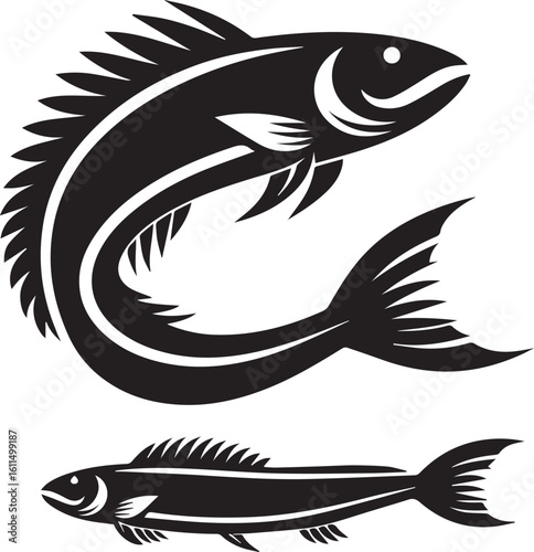 Silhouette Vector of Fish – Black Logo Art for Aquatic and Marine Brands