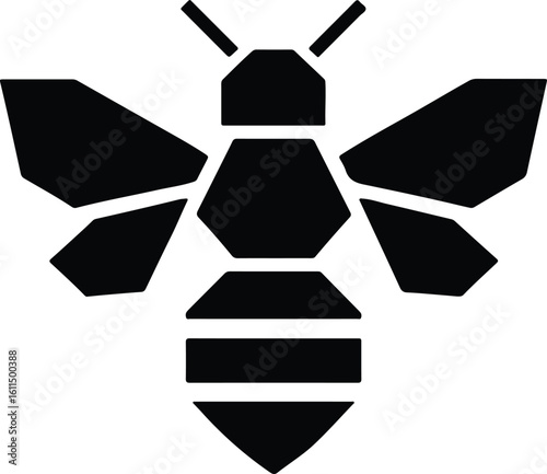 Silhouette geometric bee minimalist black and white vector illustrator
