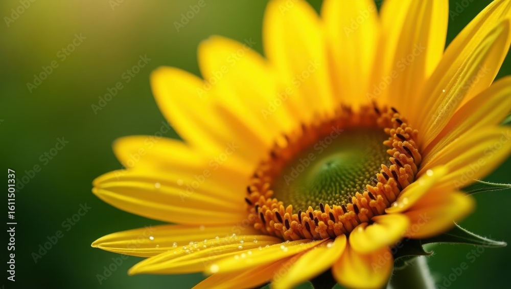 Breathtaking Macro Shot of a Radiant Yellow Sunflower with Water Droplets Breathtaking Macro Shot of a Radiant Yellow Sunflower with Water Droplets