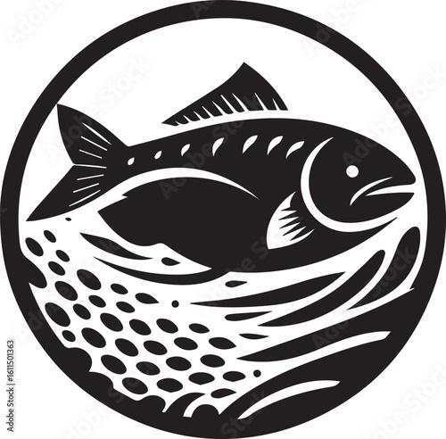 Black Fish Silhouette Vector – Iconic Logo Design for Marine and Fishing Themes