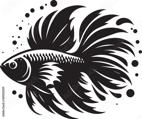 Black Fish Silhouette Vector – Iconic Logo Design for Marine and Fishing Themes