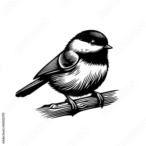 A charming chickadee bird perched on a branch