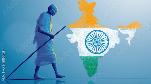 Illustration of poster for gandhi jayanti.
