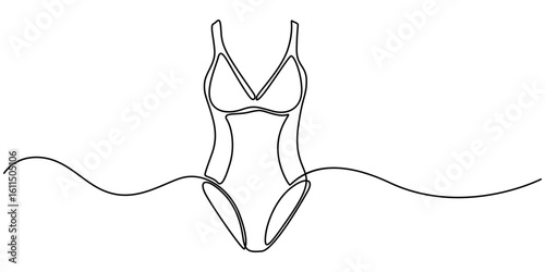 Cute swimsuit icon continuous one line drawing, Swimsuit Summer icon Thin Line Style, Bikini Bottom  Single Line Drawing with Editable Stroke, Women’s Swimsuit Drawing, Vector illustration of swimsuit