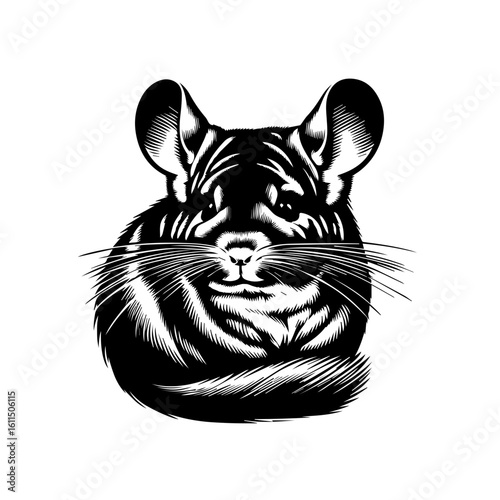 A detailed illustration of a chinchillas face