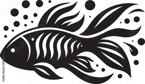 Black Fish Silhouette Vector – Iconic Logo Design for Marine and Fishing Themes