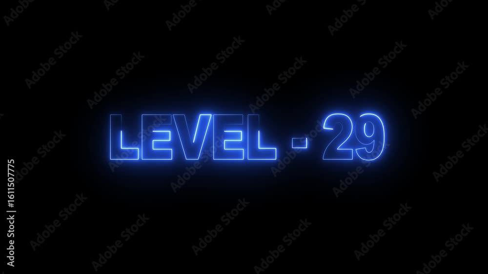 level 29 neon bright text font colorful 4k video animation. Neon level up sign and upper Level . next Level text screen display animation. level 29 neon bright text font colorful 4k video animation. Neon level up sign and upper Level . next Level text screen display animation.