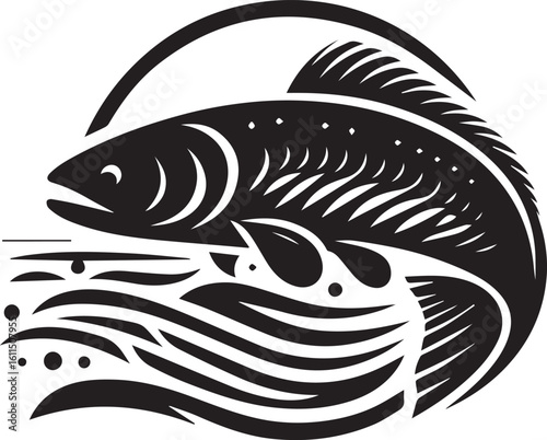 Black Fish Silhouette Vector – Iconic Logo Design for Marine and Fishing Themes