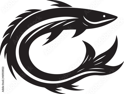 Black Fish Silhouette Vector – Iconic Logo Design for Marine and Fishing Themes