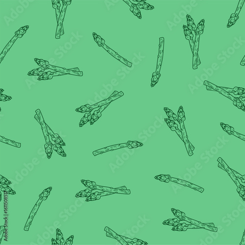 asparagus pattern background. green asparagus seamless pattern background. doodle asparagus pattern.