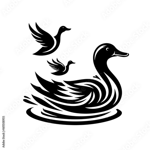 silhouette of a duck
