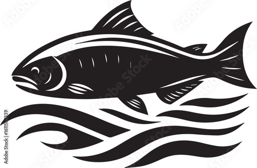 Black Fish Silhouette Vector – Iconic Logo Design for Marine and Fishing Themes