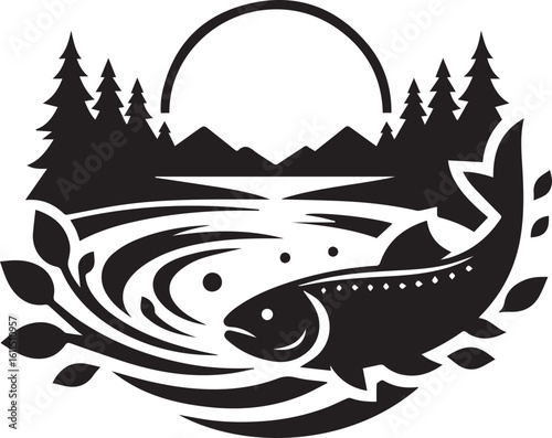 Black Fish Silhouette Vector – Iconic Logo Design for Marine and Fishing Themes