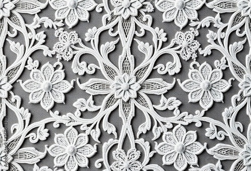 Intricate white floral lace pattern, seamless repeat, desktop, digital