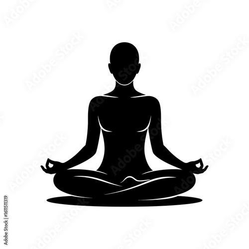 meditating person silhouette vector