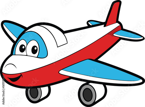 A Cute Cartoon Airplane with a Friendly Face Flying in the Sky new 2025 trendy clipart