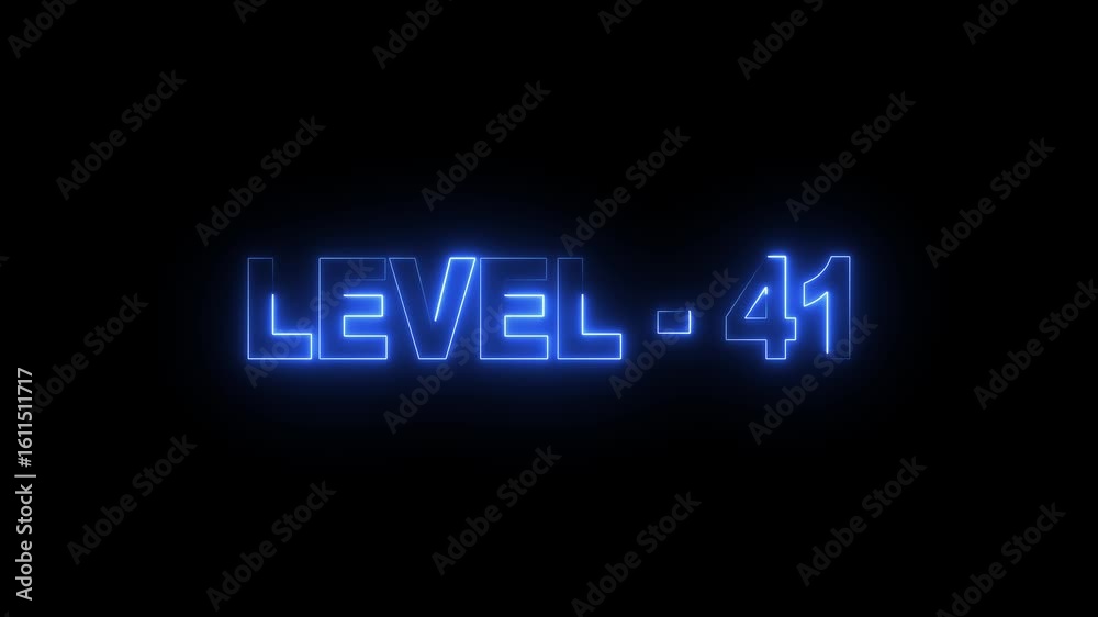 level 41 neon bright text font colorful 4k video animation. Neon level up sign and upper Level . next Level text screen display animation. level 41 neon bright text font colorful 4k video animation. Neon level up sign and upper Level . next Level text screen display animation.