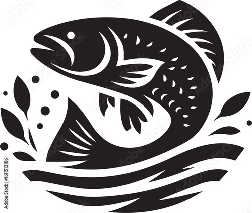 Black Fish Silhouette Vector – Iconic Logo Design for Marine and Fishing Themes