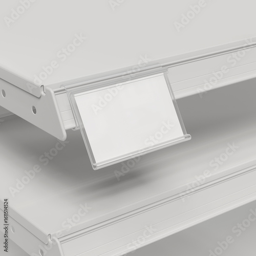 Hinged shelf talker mockup. 3D rendering